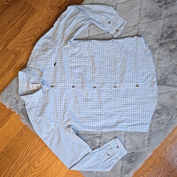 Tommy Bahama Blue Plaid Button Down Shirt, Boys XXL, Great Condition - Picture 1 of 13